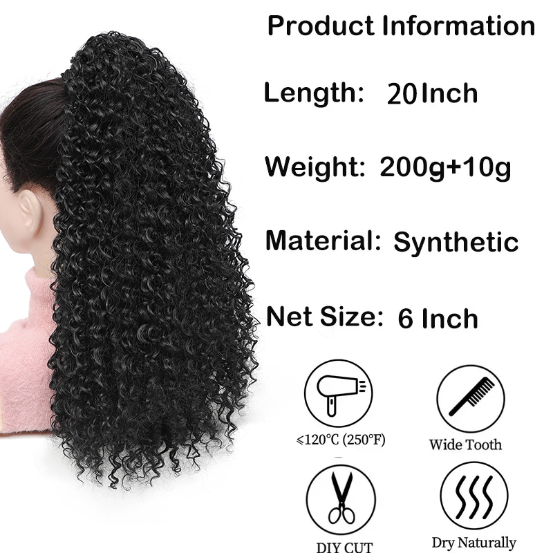 Długie kręcone sznurkiem kucyk – Drawstring Afro Curly Puff Ponytail recenzja i cena