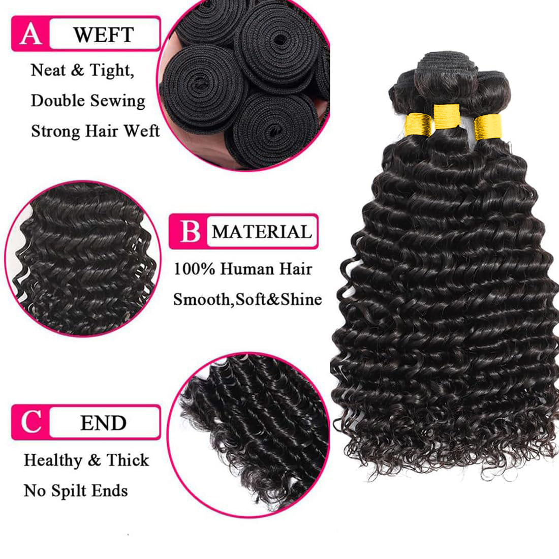 Włosy naturalne Deep Wave w ze – Deep Wave 3 Bundles With Closure recenzja i cena