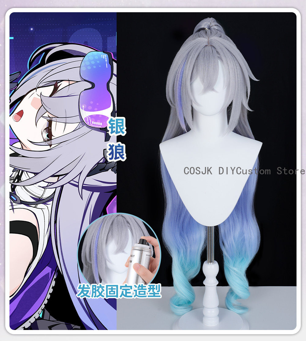 Peruka do cosplayu Silver Wolf – Synthetic Wigs recenzja i cena