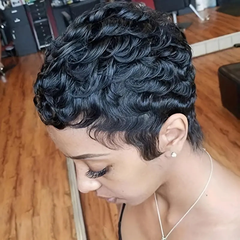 Krótka peruka bob pixie cut, k – Short Pixie Cut Wig Human Hair Cheap recenzja i cena