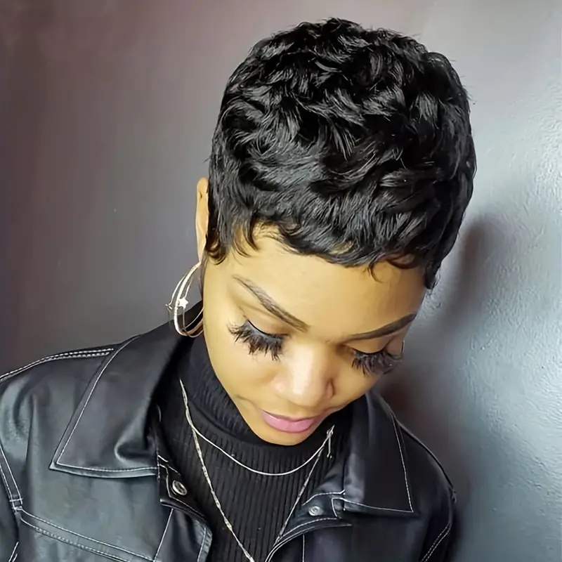 Krótka peruka bob pixie cut, k – Short Pixie Cut Wig Human Hair Cheap recenzja i cena