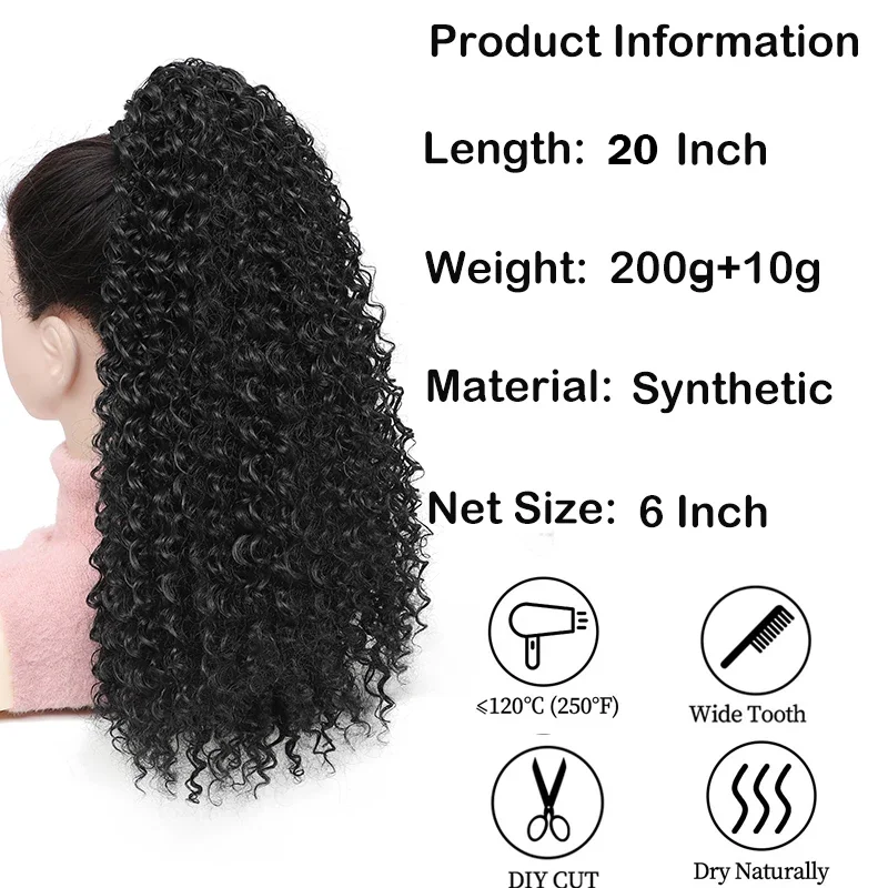 Długi kucyk z kręconymi włosam – Drawstring Afro Curly Puff Ponytail recenzja i cena