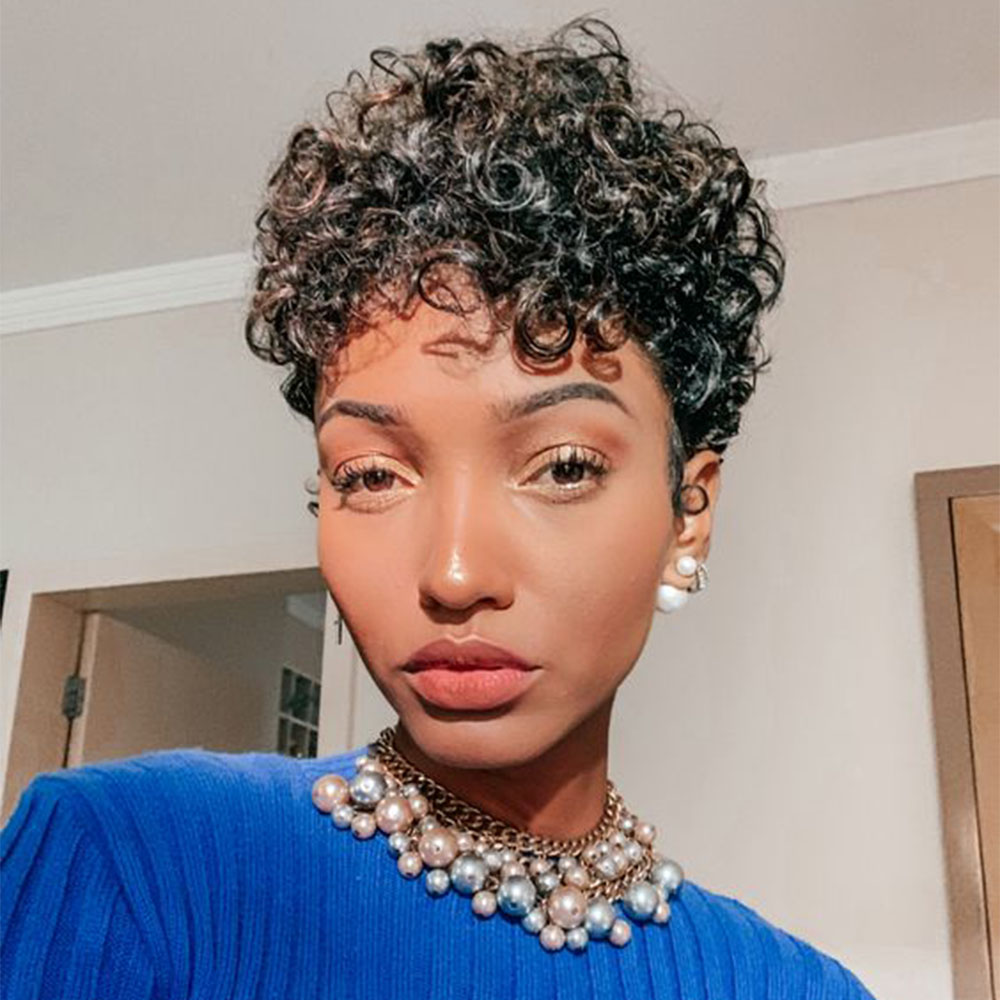 Krótka peruka Pixie Cut Curly  – Short Pixie Cut Wig Human Hair Cheap recenzja i cena