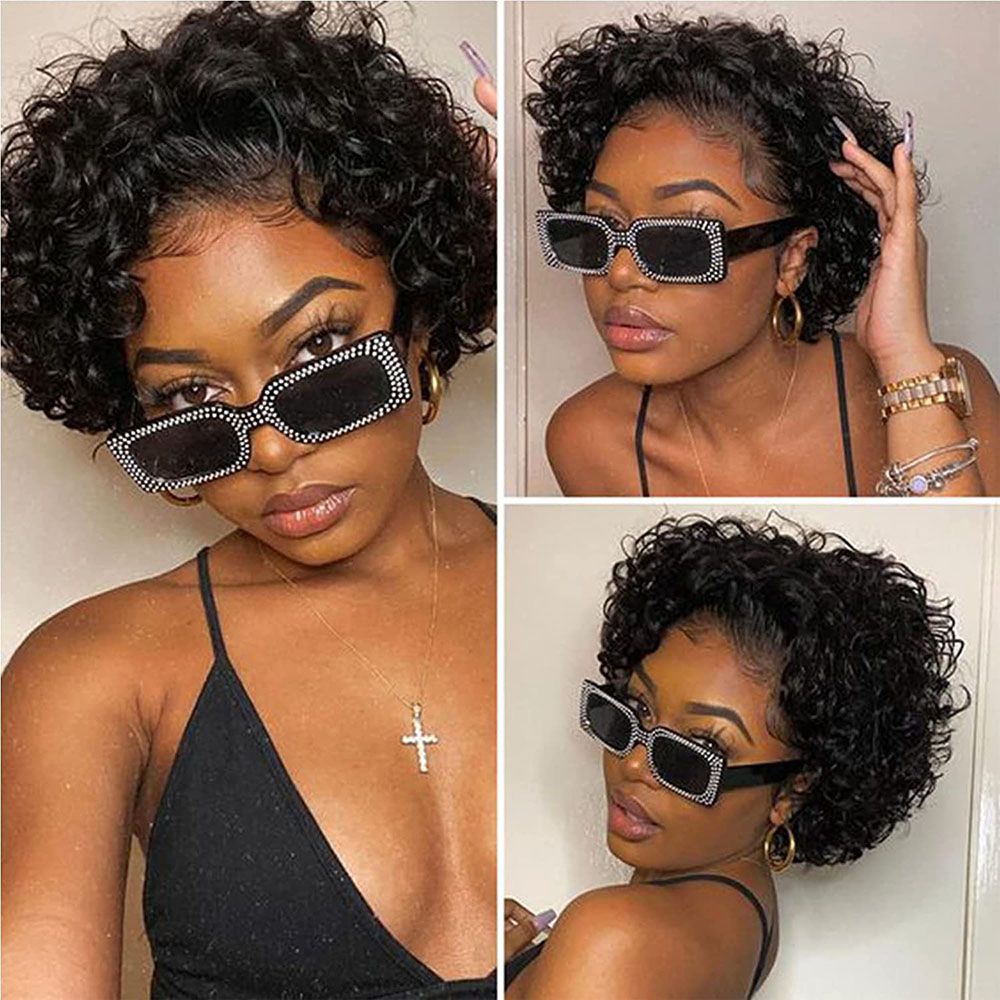 Krótka peruka Pixie Cut Curly  – Short Pixie Cut Wig Human Hair Cheap recenzja i cena