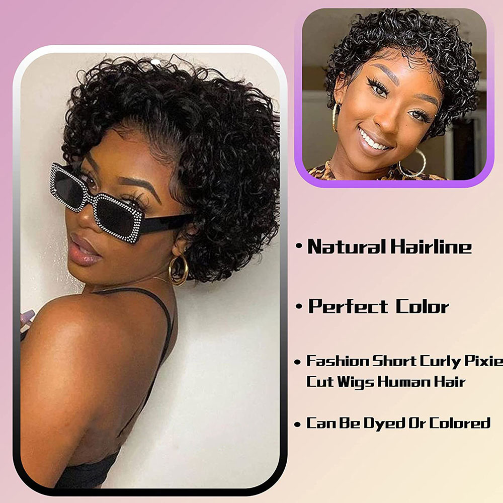 Krótka peruka Pixie Cut Curly  – Short Pixie Cut Wig Human Hair Cheap recenzja i cena