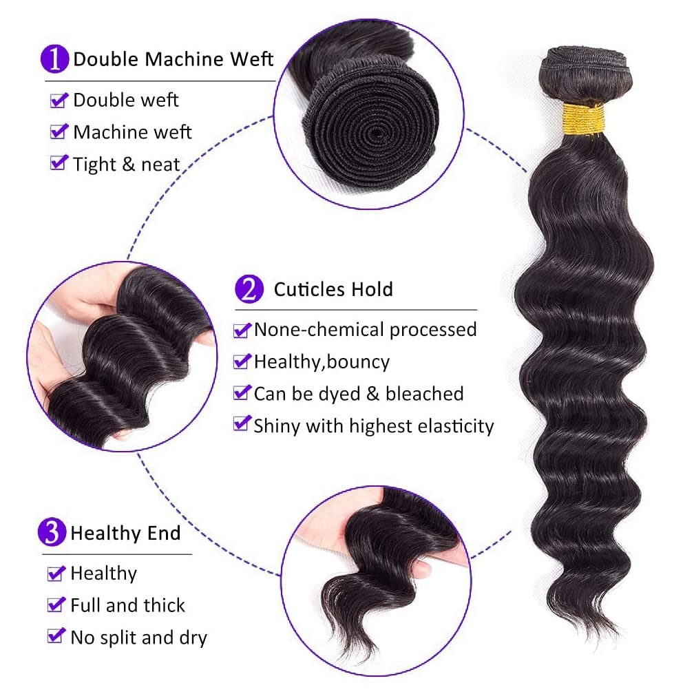 30-calowe pasma włosów natural – Deep Wave 3 Bundles With Closure recenzja i cena