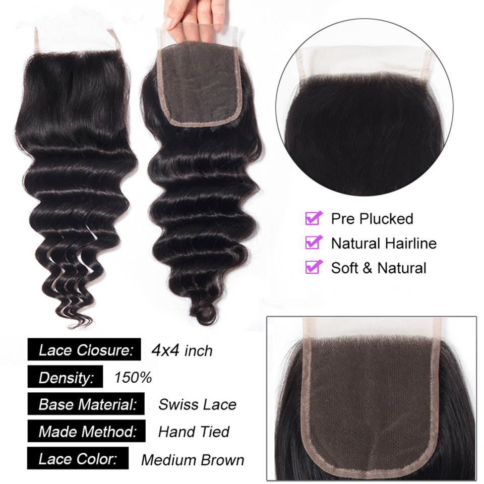30-calowe pasma włosów natural – Deep Wave 3 Bundles With Closure recenzja i cena