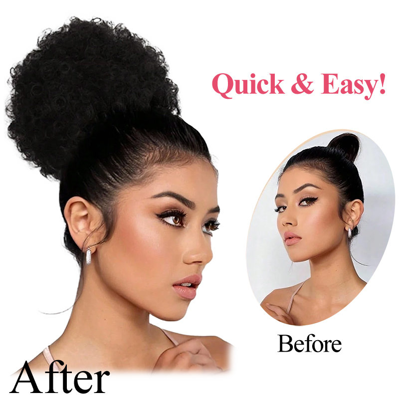 100% Ludzkie Włosy 8 Cali Krót – Drawstring Afro Curly Puff Ponytail recenzja i cena