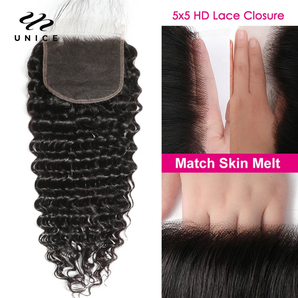 UNice Hair Deep Wave 5x5 HD La – Deep Wave 3 Bundles With Closure recenzja i cena