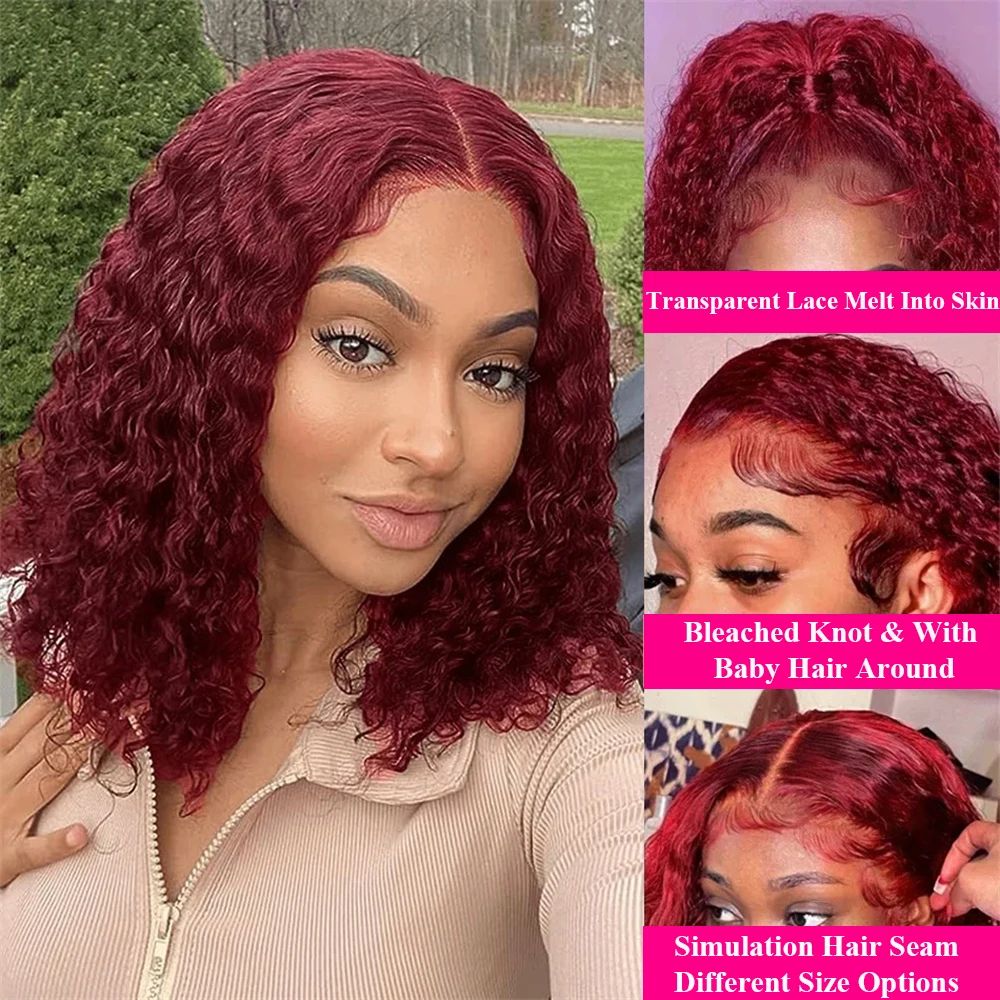 Burgundy 99J Deep Wave Short B – Glueless Wear And Go Human Hair Wig recenzja i cena