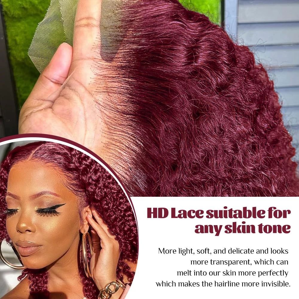Burgundy 99J Deep Wave Short B – Glueless Wear And Go Human Hair Wig recenzja i cena