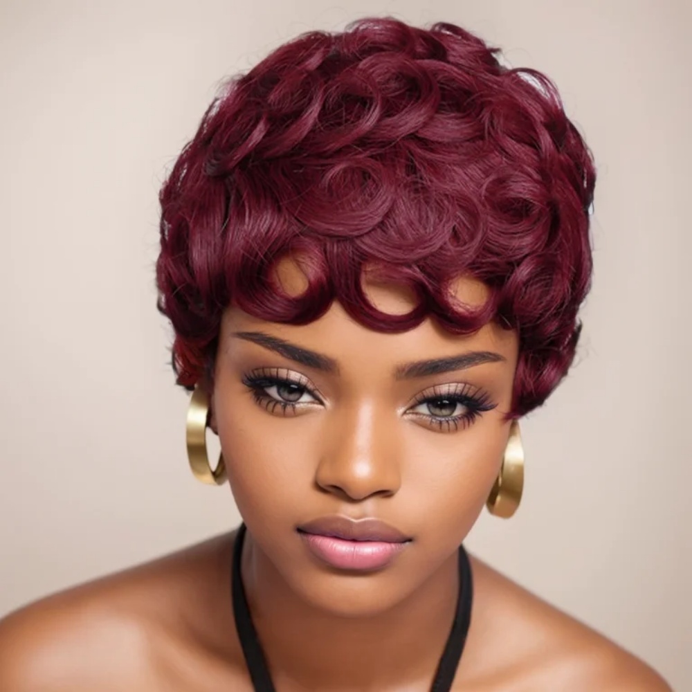 Peruka Pixie Cut 99J z ludzkic – Short Pixie Cut Wig Human Hair Cheap recenzja i cena