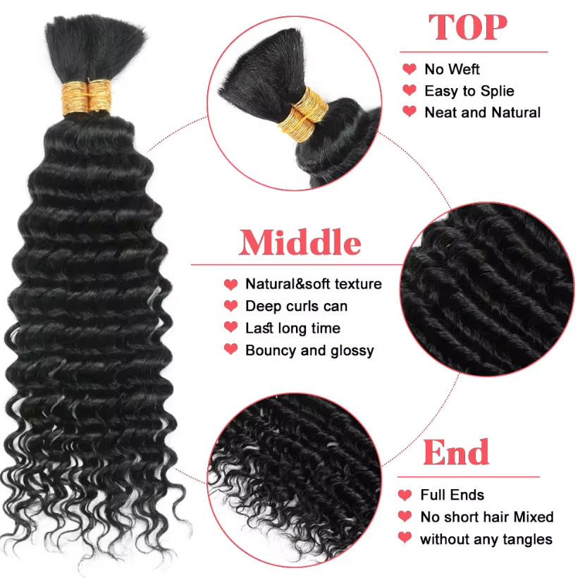 Włosy naturalne luzem do zapla – Water Wave Bulk Human Hair For Braiding recenzja i cena
