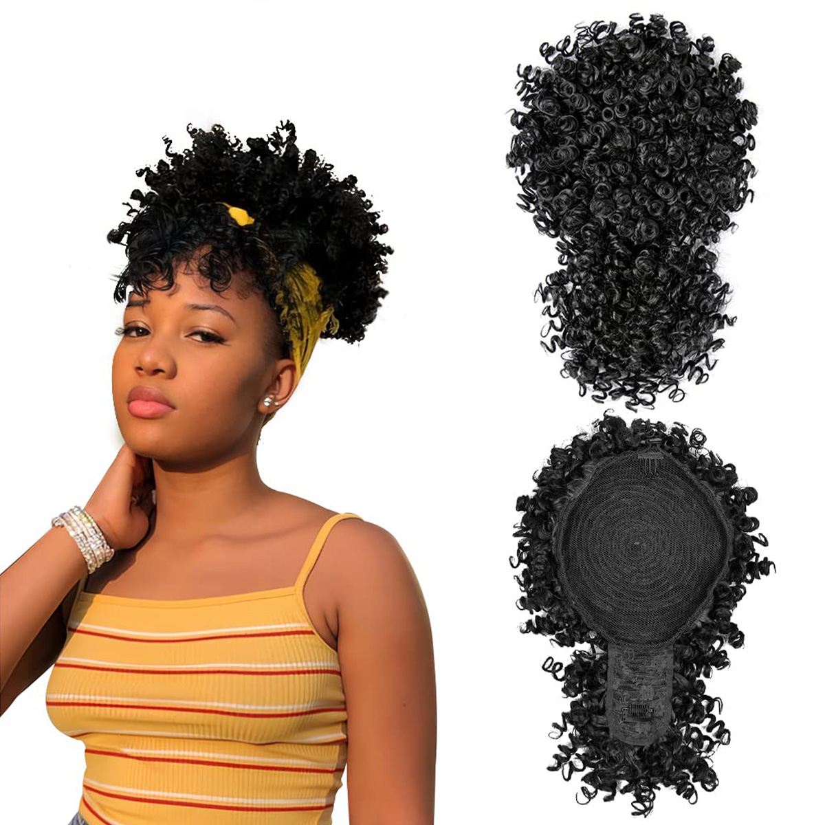 Afro Puff syntetyczny kucyk ze – Drawstring Afro Curly Puff Ponytail recenzja i cena
