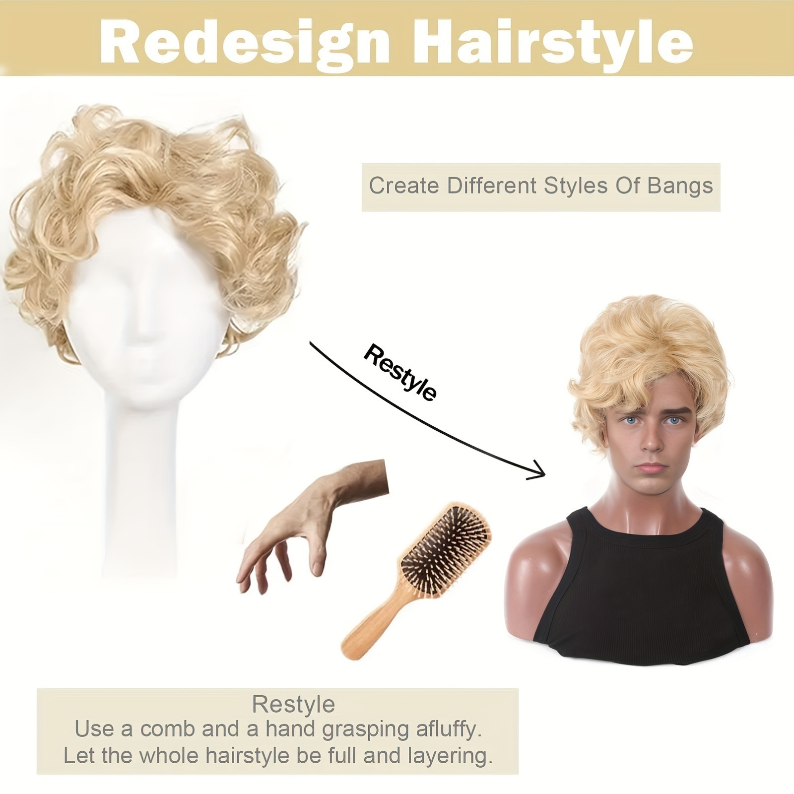 Peruka męska blond, krótka, fa – Synthetic Wigs recenzja i cena