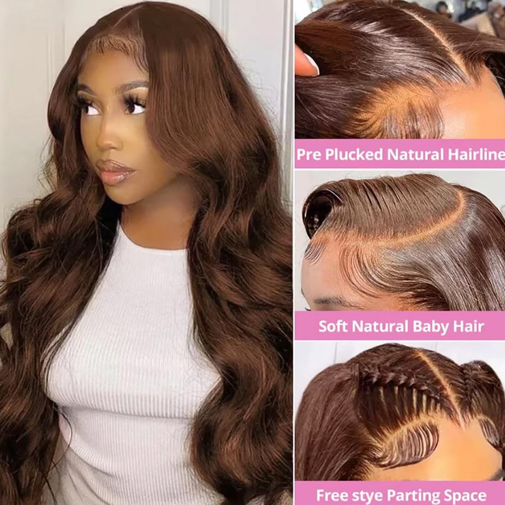 Czekolada # Peruka Body Wave,  – Hd Lace Frontal Wig Human Hair Pre Plucked recenzja i cena