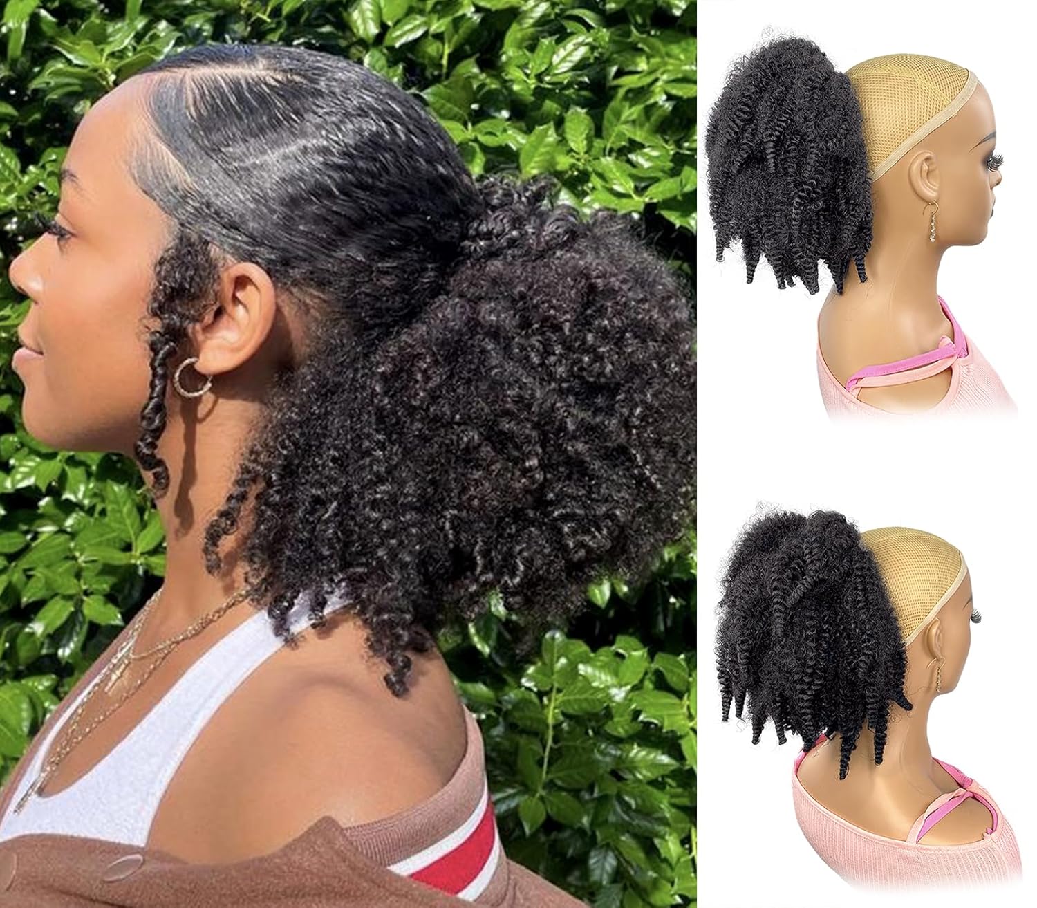 12-calowy Krótki Kucyk z Włosó – Drawstring Afro Curly Puff Ponytail recenzja i cena