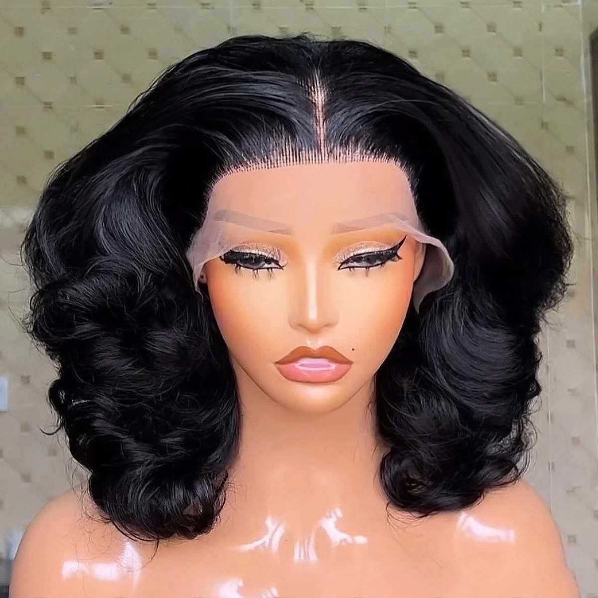 Czarna Peruka Krótki Bob Falow – Pre Parted 13X4 Lace Front Bob Wig recenzja i cena