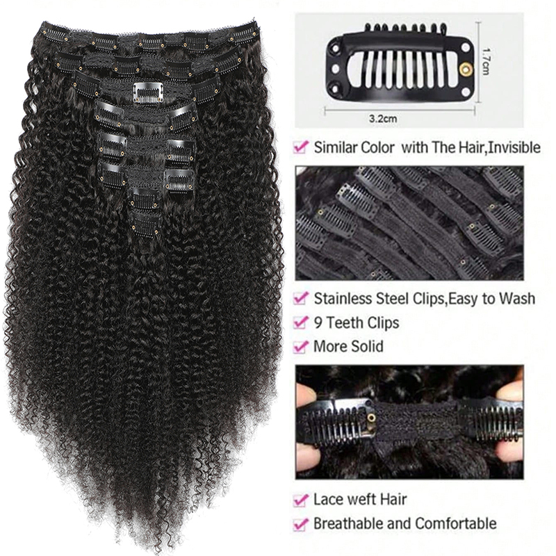 Afro Human Hair Clip In Extens – Seamless Clip In Hair Extensions Human Hair recenzja i cena