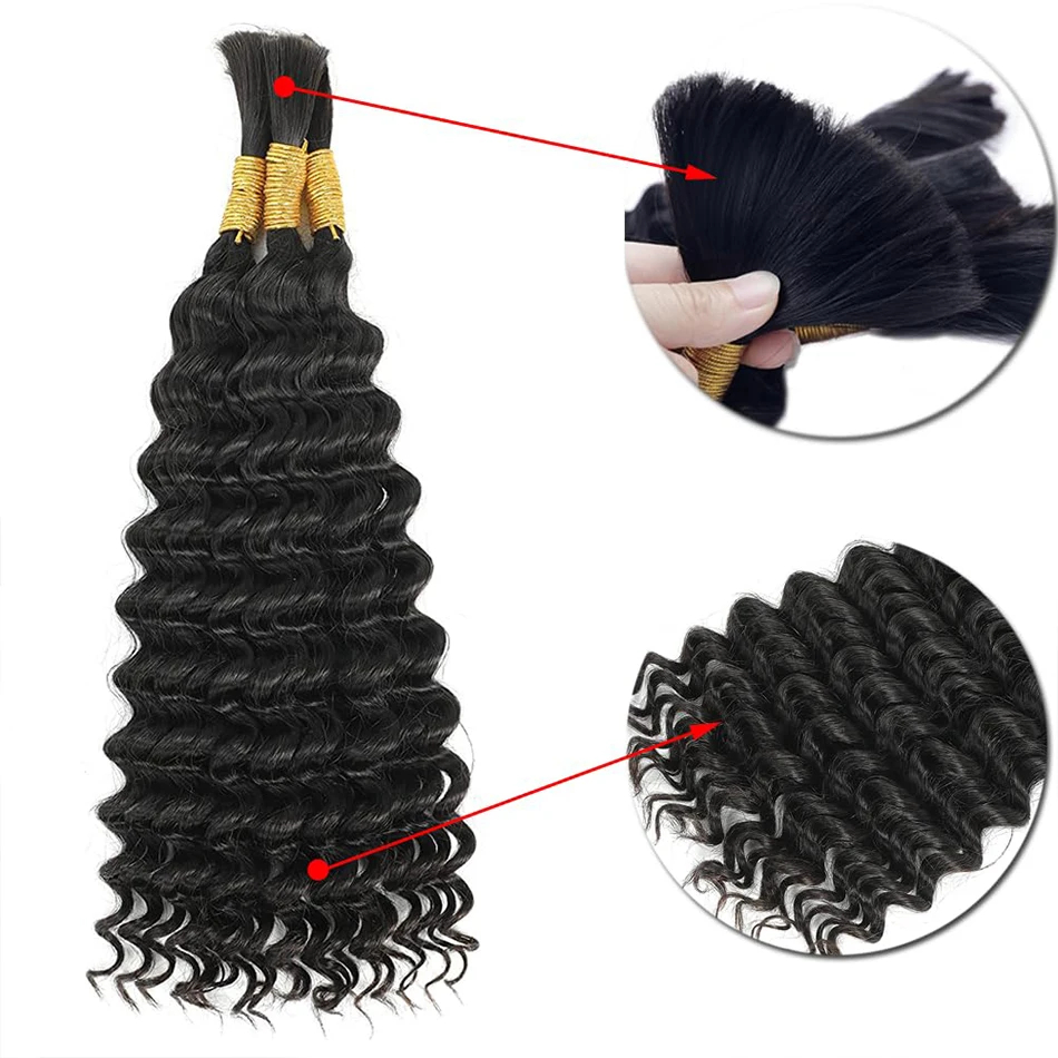 Głęboka fala wodna, włosy natu – Water Wave Bulk Human Hair For Braiding recenzja i cena
