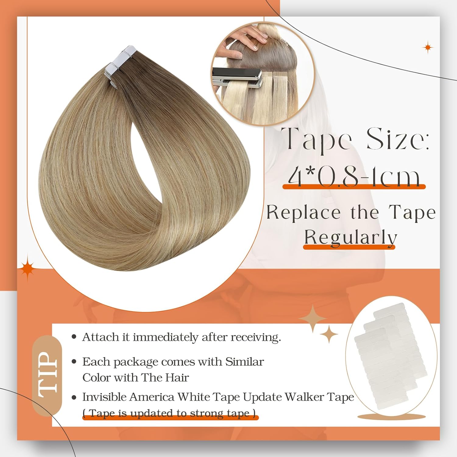 Full Shine Omber Tape in Hair  – Invisible Tape In Extensions Real Hair recenzja i cena