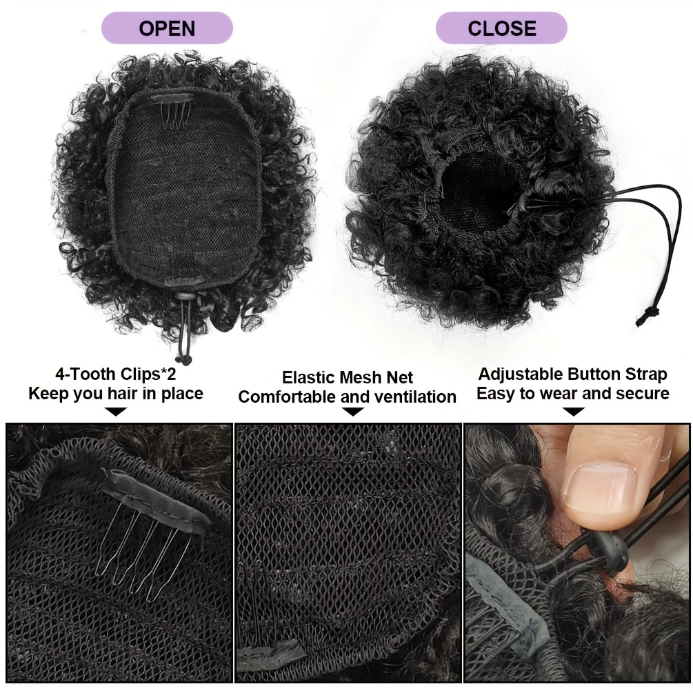 Afro Kinky Puffs 100% Ludzkie  – Drawstring Afro Curly Puff Ponytail recenzja i cena